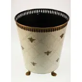 Meander Prullenbak Creme met bijtjes, Ø26xH30cm