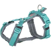 Trixie hondentuig premium trekking aqua blauw/grafiet grijs 36-44x1,5 cm