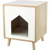 Trixie kattenmand huis isa houtlook lichtbruin/wit - 40x40x50 cm