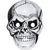Widmann - Spook & Skelet Kostuum - Plastic Schedel Masker - Wit / Beige - Halloween - Verkleedkleding