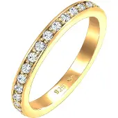 Elli - Elli Ringen Dames Band Ring Elegant Filigraan Zwart met Kristallen in 925 Sterling Zilver Verguld