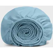 Yumeko Hoeslaken Gewassen Percal Katoen 90x200 Blauw - Eco, Bio & Fairtrade