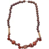 Behave – ketting met houten kralen en platte accenten – raw stijl