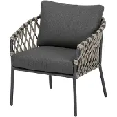 AVH-Collectie Amalfi low dining tuinstoel antraciet zand rope