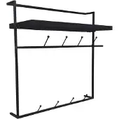 Lizzely Garden & Living Kapstok Hugo 80cm wandplank met 10 haken zwart duurzaam mangohout