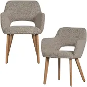 Woood Murat Eetkamerstoelen Houten Bruine Poot - Geel - Set van 2