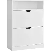 Mazazu - Schoenenkast - 2 Klapdeuren - Halmeubel - Wit - 80x24x102