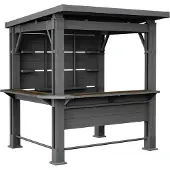 Keter Gazebo, barconstructie, Signature Bar, 230x200x238 cm, kunststof met houtlook, kleur: grafietgrijs en notenbruin