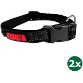 Kong halsband voor hond nylon zwart 2x 25-35 cm
