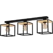 Eglo 3 Lichts Plafondlamp Libertad Zwart Met Hout