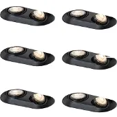 QAZQA Set van 6 Afgeronde inbouwspot zwart GU10 50mm 2-lichts - Hubs