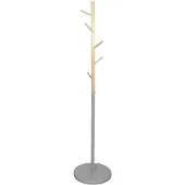 Home Deco Factory Kapstok - grijs - metaal/hout - 6 haken - 180 cm - staand
