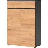 Germania kast met 2 deuren en 1 lade 4265-549 GW-Lissabon 80 x 40 x 120 cm melamine, donkergrijs, lichtbruin, Navarra-eiken