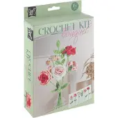GrafiX Green Haakset Bloemen Boeket Roze 21x16x5cm