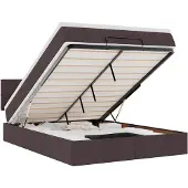 vidaXL Bed met matras 140x190 cm stof donkerbruin