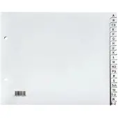 Q-CONNECT tabbladen, ft 21 x 23 cm, PP, 2-gaatsperforatie, set van A-Z, grijs 25 stuks