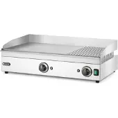 Hendi Bakplaat – 1/3 geribbeld – 2/3 glad – 2 verwarmingszones – 300°C – roestvast staal