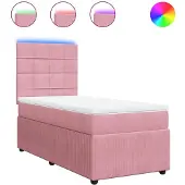 vidaXL Boxspring met matras fluweel roze 90x190 cm