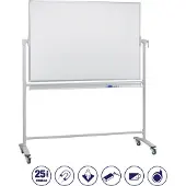 Franken Verrijdbaar en draaibaar whiteboard - geëmailleerd - B 1000 x H 1500 mm - met opbergbak