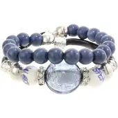 Behave – Wikkelarmband – Blauw & Delftsblauw – Zilverkleurig - 16 cm