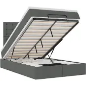 vidaXL Ottoman bed met matras en LED's 120x200cm stof donkergrijs