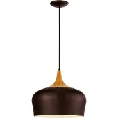 Eglo Hanglamp Obregon bruin met houtbruin