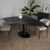 Giga Meubel Eettafel Owen Kiezel Zwart O-poot 200cm