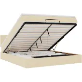 vidaXL Bed poef met matras en LED's 180x200 cm stof crèmekleurig