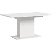 Ebuy24 Motion eetkamertafel zuilpoot 90x150/190cm incl. 1 verlengblad wit.