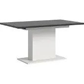 Ebuy24 Motion eetkamertafel zuilpoot 90x150/190cm incl. 1 verlengblad wit, grijs.
