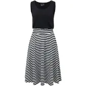 Forplay Midi-jurk - MAY - S tot XXL - voor Vrouwen - zwart-wit - Maat S