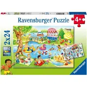 Ravensburger puzzel Plezier aan het meer - 2x24 stukjes - kinderpuzzel