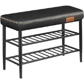 Mazazu - Schoenenbank met zitting - Schoenenrek voor 6 paar - Halbankje - Zwart - 80x30x50 cm