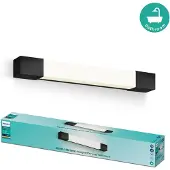 Philips Rover Spiegelverlichting - Spatwaterdicht IP44 - 5W - Warmwit licht - Badkamerlamp - Rechthoekig - Zwart