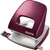 Leitz Style Metalen Kantoor Perforator - Perforeert Tot 30 Vel - Voor Mappen En Ringbanden - Ideaal Voor Thuiskantoor - Granaat Rood
