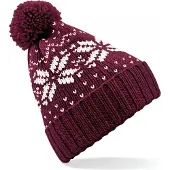 Beechfield Fair Isle Snowstar Beanie Burgundy/White