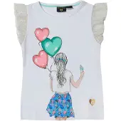 KOROSHI Top blauw / turquoise / oudroze / wit