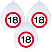 Folat Verkeersbord ballonnen - 16x - 18 jaar - wit - stopbord - 30 cm - ballonnen