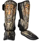 Venum Tiger Scheenbeschermers Zwart Neon Oranje - XL