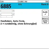 Toolcraft 1067253 Inlegspieën DIN 6885 RVS A4 25 stuk(s)