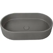 Guido Gusto Waskom Clea 60x35x12cm beton ovaal donker grijs inclusief afvoerplug