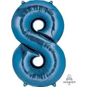 Amscan Blauwe aluminium cijfer ballon 88 cm - Blauw -