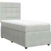 vidaXL Boxspring met matras fluweel lichtgrijs 100x200 cm