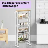 Songmics Keukentrolley – 5 Niveaus – Smal – Ruimtebesparende Oplossing