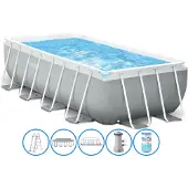 Intex Prism 488x244x107 Cm Steel Rectangular Frame Above Ground Pool Grijs 10874 Liters
