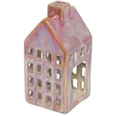 Countryfield Theelicht huis M rood 7,8x7,8x16cm rood Glas Waxinelichtjeshouder