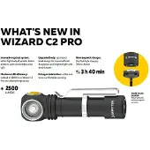 ArmyTek Wizard C2 Pro Magnet White Handlamp werkt op een accu LED Met magneethouder 2500 lm 4800 h 65 g