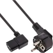 InLine netsnoer, haaks aardcontact naar IEC-stekker C13 links haaks, 1,8 m, zwart