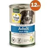 VITALstyle Hond Adult Met Kip - Natvoer - Alles Voor Een Vitale Hond - Met o.a. Lijnzaadolie & Duizendblad - 12 x 400 g