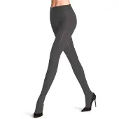 Falke Needlepoint eenkleurig katoen wol panty dames grijs - maat 40-42